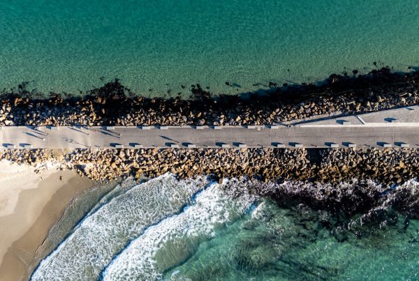 Sandy beach and turquoise waters at La Manga del Mar Menor, Spain