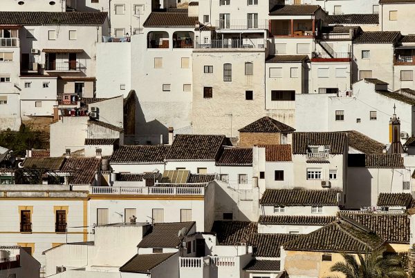 White village of Setenil de las Bodegas built into rock